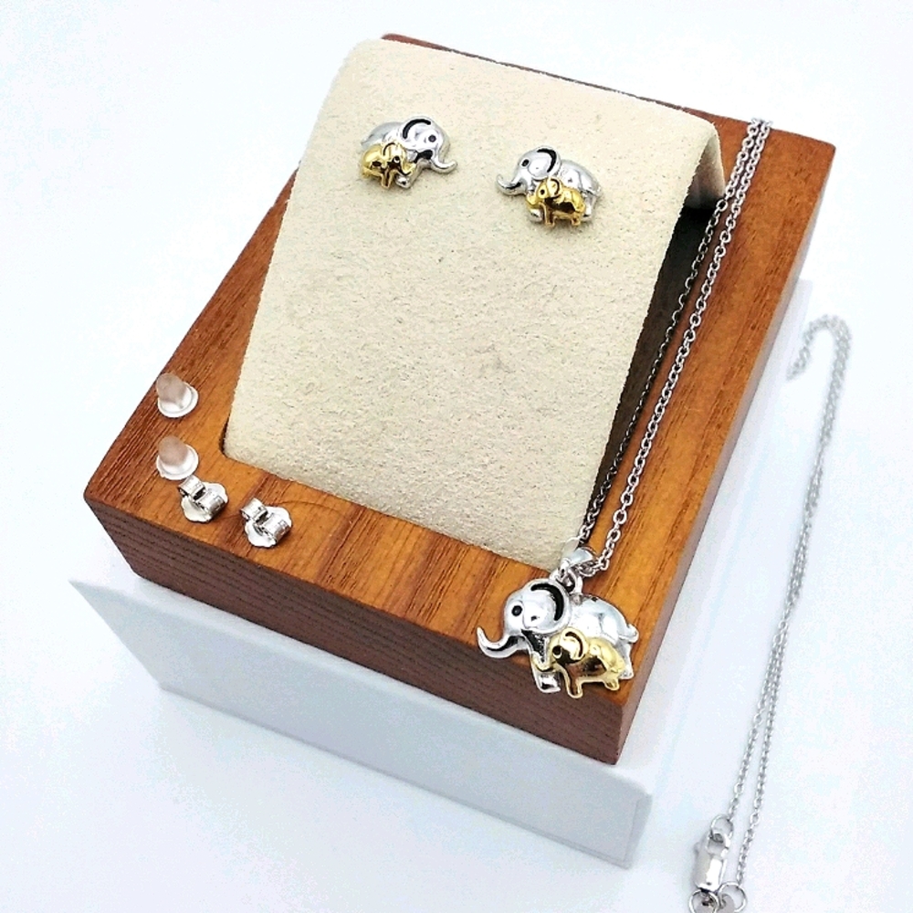 Elephant Stud Earrings and Pendant Necklace Set 🐘